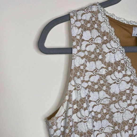 Kathleen Kirkwood Cream Beige Floral Lace Tank Top Cami Size Small - Picture 6 of 10